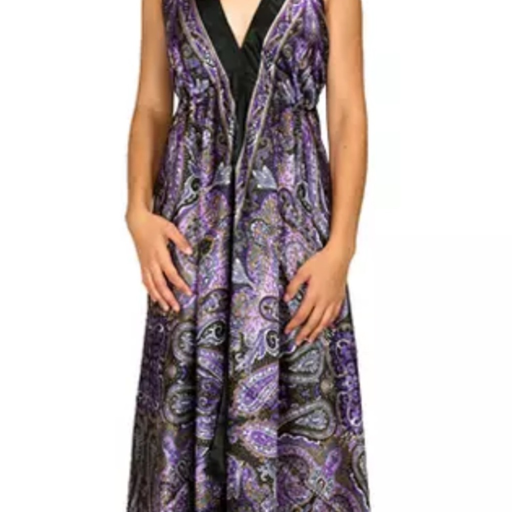 Nomad Purple Black Plunge Maxi Sundress